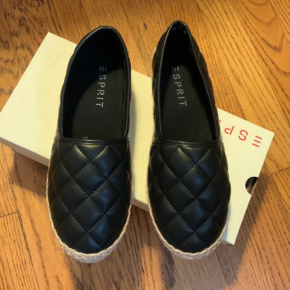 NIB Esprit Black Quilted Espadrilles
